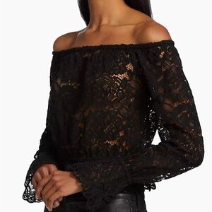 Black lace off the shoulder top
